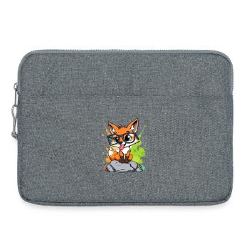 Spectacled fox on stone - Laptop bag 15" - heather grey - Front