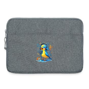 Karaoke bird with headphones - Laptop bag 15" - heather grey - Front