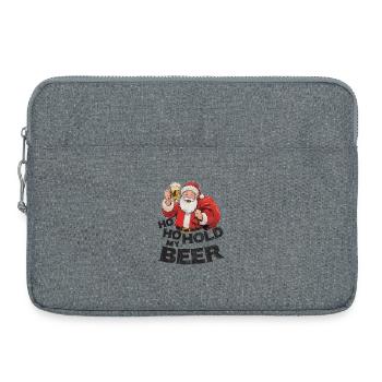 Weihnachtsmann mit Bier Spruch Ho Ho Hold my Beer - Laptoptasche 15" - Grau meliert - Vorne