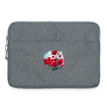Polnische Mohnblumen Nationalflagge Kunst - Laptoptasche 15" - Grau meliert - Vorne