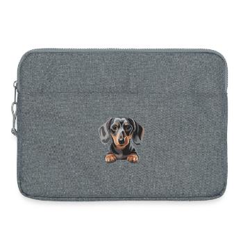 Dackel Welpe Illustration - Laptoptasche 15" - Grau meliert - Vorne