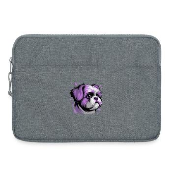 Portrait de tête de chien violet - Sacoche pour ordinateur portable 15 pouces - gris chiné - Devant