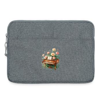 Rose Piano : Art Floral Piano - Sacoche pour ordinateur portable 15 pouces - gris chiné - Devant