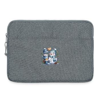 Bonhomme de neige magique d’hiver Cacao - Sacoche pour ordinateur portable 15 pouces - gris chiné - Devant