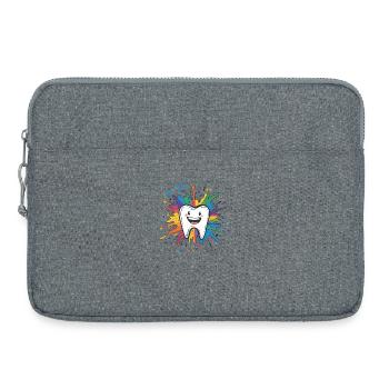 Bunter Zahn Spritzer - Laptoptasche 15" - Grau meliert - Vorne