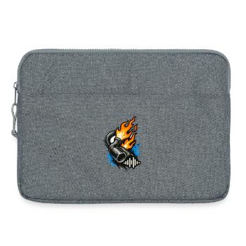 Flammender Auspuff Tuning Shirt Auto Motorrad - Laptoptasche 15" - Grau meliert - Vorne