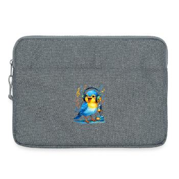 Karaoke bird with headphones - Laptop bag 15" - heather grey - Front