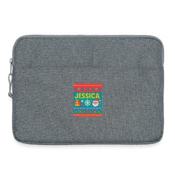 Nom festif Jessica Ugly style de Noël, Noël - Sacoche pour ordinateur portable 15 pouces - gris chiné - Devant