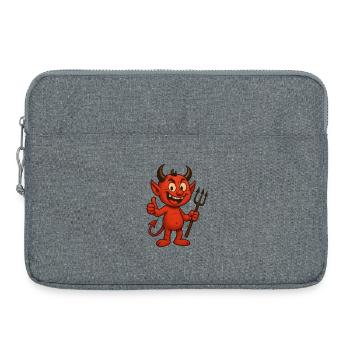 Cheerful Cartoon Devil – Funny Devil Design - Laptop bag 15" - heather grey - Front