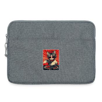 Coole DJ Katze mit Sonnenbrille - Laptoptasche 15" - Grau meliert - Vorne
