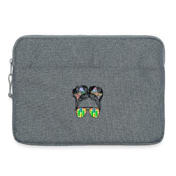 Teacher Bun Girl Pencil Shades Colorful Art Print - Laptop bag 15" - heather grey - Front