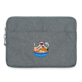 Kawaii Siamese Cat Ramen Japanese Noodle Foodie Gi - Laptop bag 15" - heather grey - Front