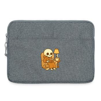 Lesendes Skelett – Cozy Reading - Laptoptasche 15" - Grau meliert - Vorne