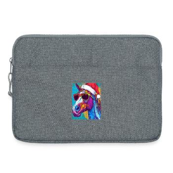 Portrait de Noël de cheval - Sacoche pour ordinateur portable 15 pouces - gris chiné - Devant