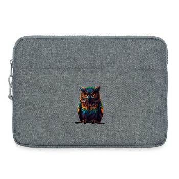 Plumes de hibou colorées, yeux néon - Sacoche pour ordinateur portable 15 pouces - gris chiné - Devant