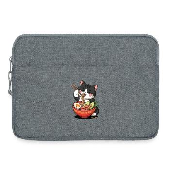 Shirt chat ramen Kawaii pour fans d’anime - Sacoche pour ordinateur portable 15 pouces - gris chiné - Devant