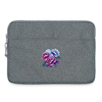 Neon-Pfingstrosen: Blumenstrauß - Laptoptasche 15" - Grau meliert - Vorne