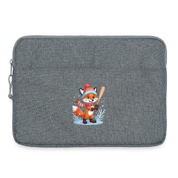 Winter fox illustration with hat and scarf - Laptop bag 15" - heather grey - Front