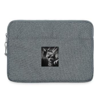 Katze Musik Heavy Metal Katzen Geschenkidee Lustig - Laptoptasche 15" - Grau meliert - Vorne
