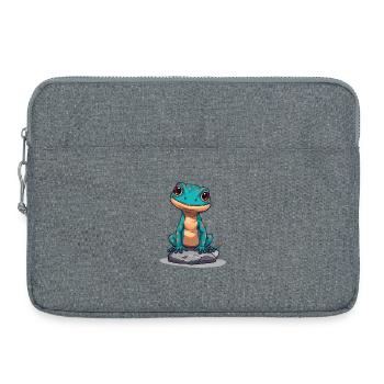 Cute Gecko on a Stone - Laptop bag 15" - heather grey - Front