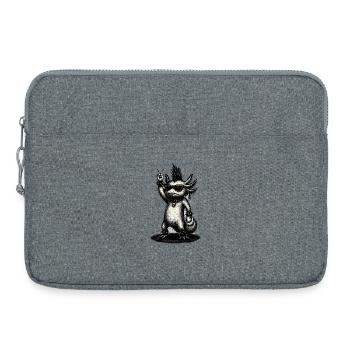 Punk Rock Axolotl mit Irokesenfrisur - Laptoptasche 15" - Grau meliert - Vorne