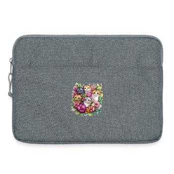 Des chats dans le jardin fleuri - Sacoche pour ordinateur portable 15 pouces - gris chiné - Devant