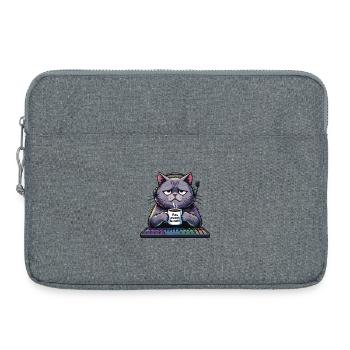 illustration d'un chat qui n'est pas matinal - Sacoche pour ordinateur portable 15 pouces - gris chiné - Devant