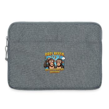 Three Monkeys Confusion – Funny Comic Design - Laptop bag 15" - heather grey - Front