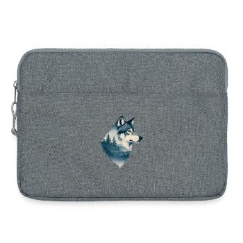 Blauer Wolf im Wald - Laptoptasche 15" - Grau meliert - Vorne