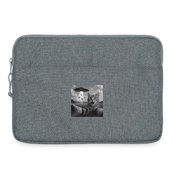 Katzen-Selfie UFO Tees lustige Katze - Laptoptasche 15" - Grau meliert - Vorne