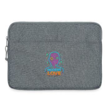 modern love, digital love neon head valentine's day - Laptop bag 15" - heather grey - Front
