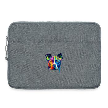 Art coloré de peinture faciale de chien pitbull - Sacoche pour ordinateur portable 15 pouces - gris chiné - Devant