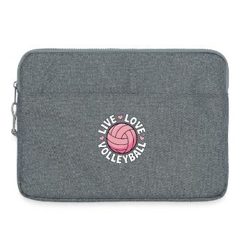 Live Love Volleyball - Pink Love Design - Laptop bag 15" - heather grey - Front