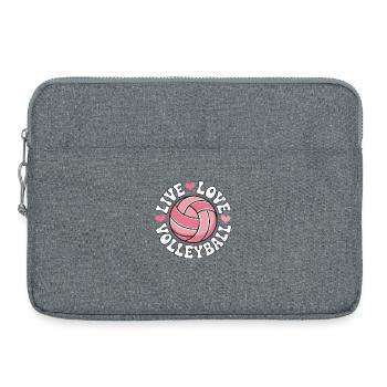 Live Love Volleyball - Pink Love Design - Laptop bag 15" - heather grey - Front