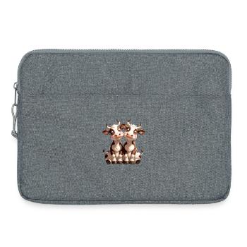 Duo de vaches Amitié câline - Sacoche pour ordinateur portable 15 pouces - gris chiné - Devant