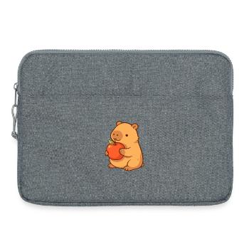 Illustration de capybara avec pomme - Sacoche pour ordinateur portable 15 pouces - gris chiné - Devant