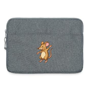 Süße Maus tanzt springt happy lustig glücklich - Laptoptasche 15" - Grau meliert - Vorne