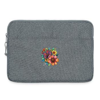 Fleurs splendantes couleurs néon - Sacoche pour ordinateur portable 15 pouces - gris chiné - Devant