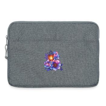 Lumière de lanterne devant des pivoines colorées - Sacoche pour ordinateur portable 15 pouces - gris chiné - Devant