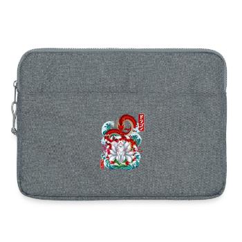 Japanischer Drachenkitsune Neunschwänziger Fuchs Große Welle - Laptoptasche 15" - Grau meliert - Vorne