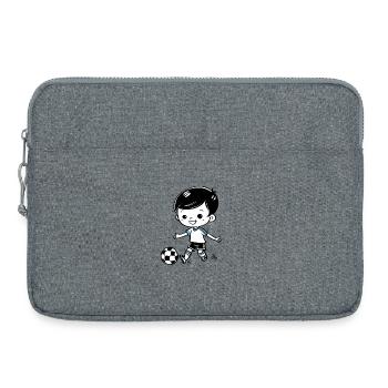 Garçon de football - Sacoche pour ordinateur portable 15 pouces - gris chiné - Devant