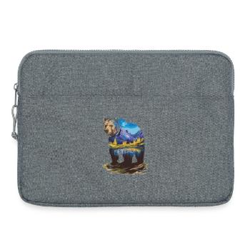 Wander Bär Berge See Retro Natur Design - Laptoptasche 15" - Grau meliert - Vorne