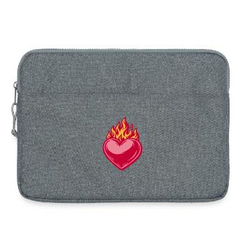 Brennendes Herz - Valentine' Day - Liebe - Laptoptasche 15" - Grau meliert - Vorne
