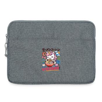 Licorne Kawaii | Ramen | Soupe de nouilles | Restauration rapide - Sacoche pour ordinateur portable 15 pouces - gris chiné - Devant