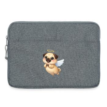 Süßer Mops Cartoon Engel mit Flügeln freundlich  - Laptoptasche 15" - Grau meliert - Vorne