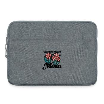 Crimson Flowers Teal Leaves - Laptop bag 15" - heather grey - Front