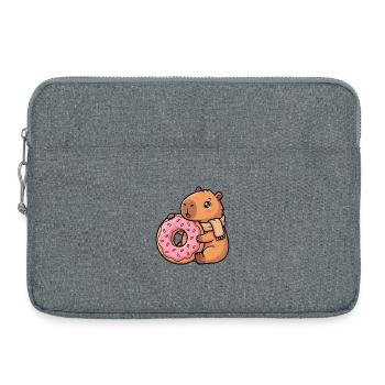Capybara avec motif d’animal mignon et douillet - Sacoche pour ordinateur portable 15 pouces - gris chiné - Devant