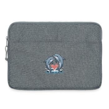 Herzdelfine Duo im Wasserherz - Laptoptasche 15" - Grau meliert - Vorne