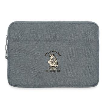 My Cat and I Talk Shit – Cat Mom Design - Laptop bag 15" - heather grey - Front