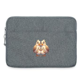 Bird Family Cuddle - Laptop bag 15" - heather grey - Front